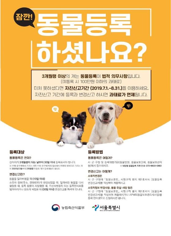  반려견에 대한 동물등록제도 시행