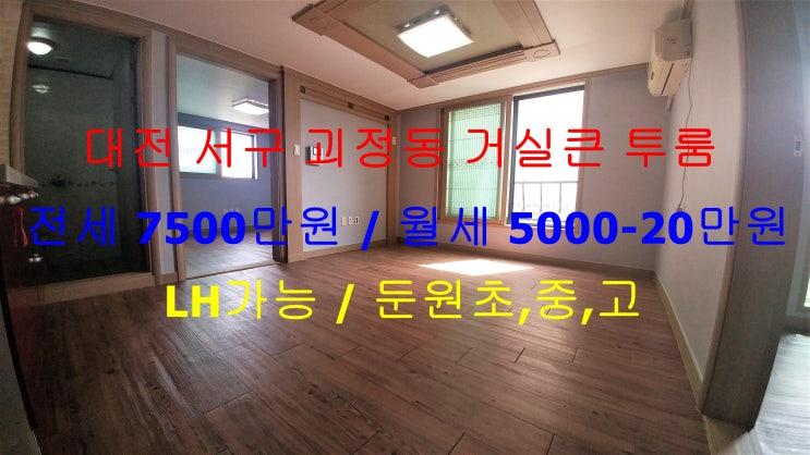  (대전 서구 괴정동) 둔원초,중,고등학교 모두 가깝게 있는 LH까지 가능한 저렴한 전세투룸입니다 ^^