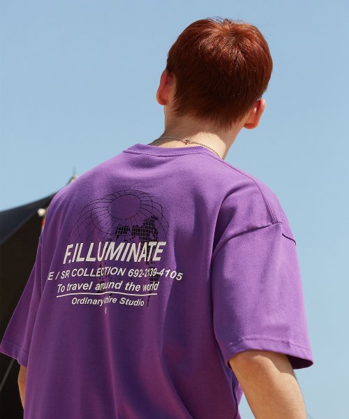  [역대가] 30% 할인! FILLUMINATE (필루미네이트) 유니섹스 오버핏 어스넷 로고 티-퍼플