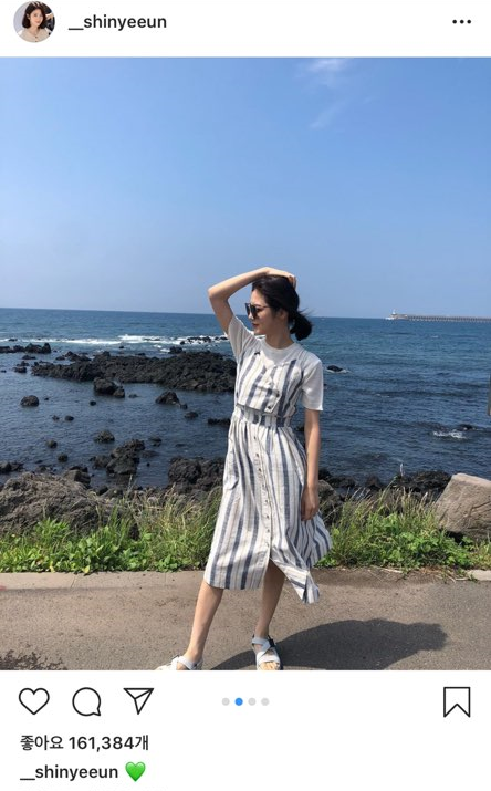  신예은 사복 패션 인스타그램 옷 #몬츠 린넨 원피스