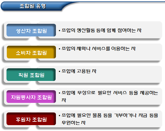 사회적협동조합 조합원의 유형, 권리 및 의무