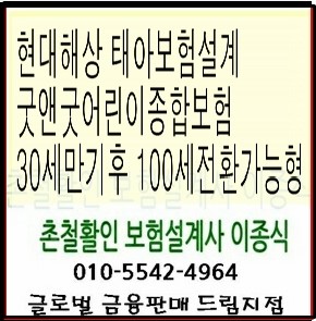  현대해상 태아보험설계 굿앤굿어린이종합보험 30세만기후 100세전환가능형