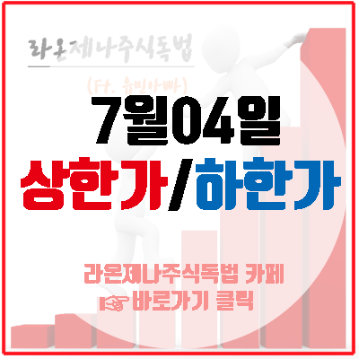  7월4일 상한가!(모나미/플레이위드/파인디앤씨/ KMH하이텍/타이거일렉/테라셈)