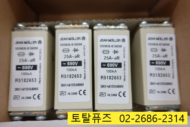  R5182653 JEAN MULLER VDE0636-IEC60269 25A-aR ~690V 100KA HLS000