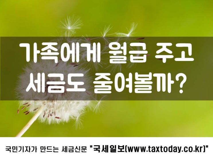  가족에게 월급 주고, 세금도 줄여볼까?