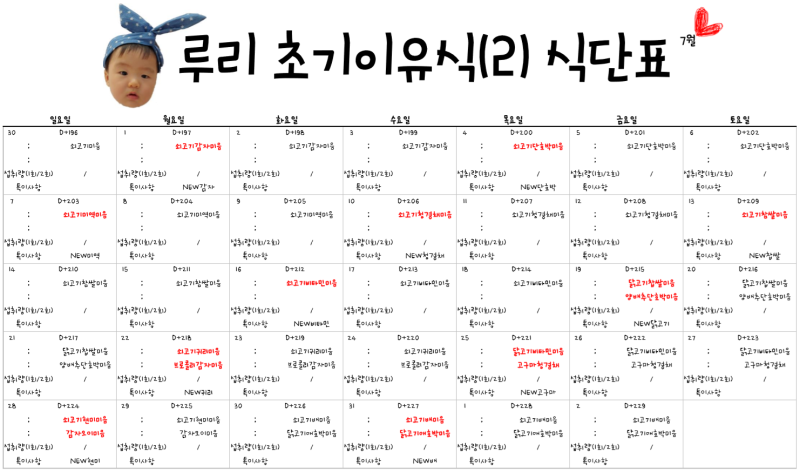 초기이유식 2단계 식단표 소고기 6