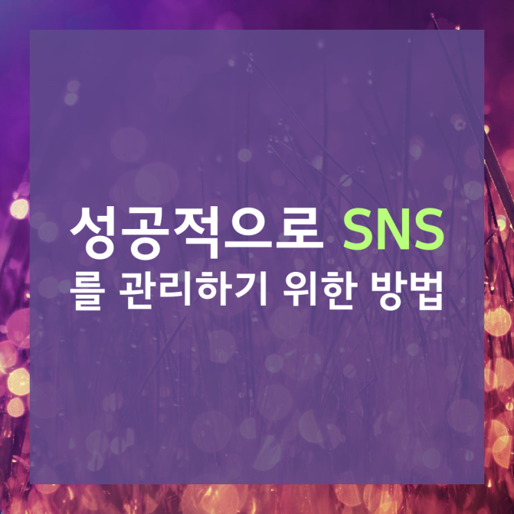 성공적으로 SNS 관리를 하기 위한 방법