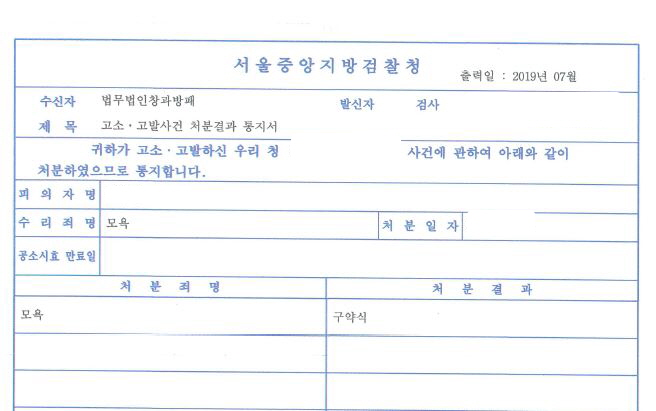  모욕죄 고소대리 벌금형 구약식 기소 사례