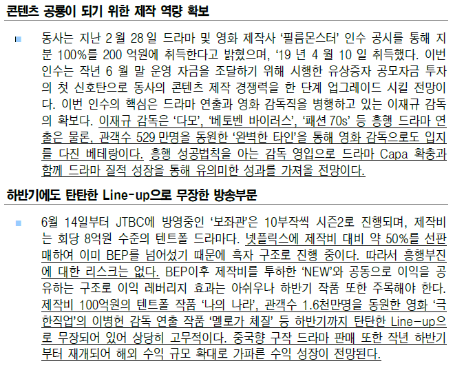  제이콘텐트리 : 콘텐츠 대장주 등극