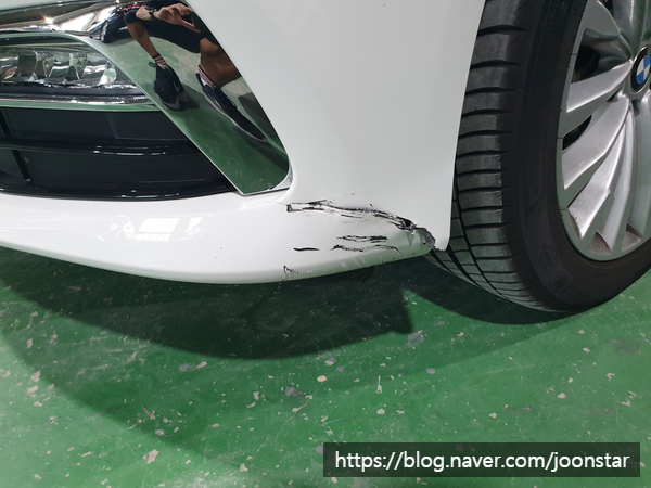  인천 수입차범퍼복원 BMW 530i 찢어진 범퍼 복원 비용 저렴한 견적으로 하세요.