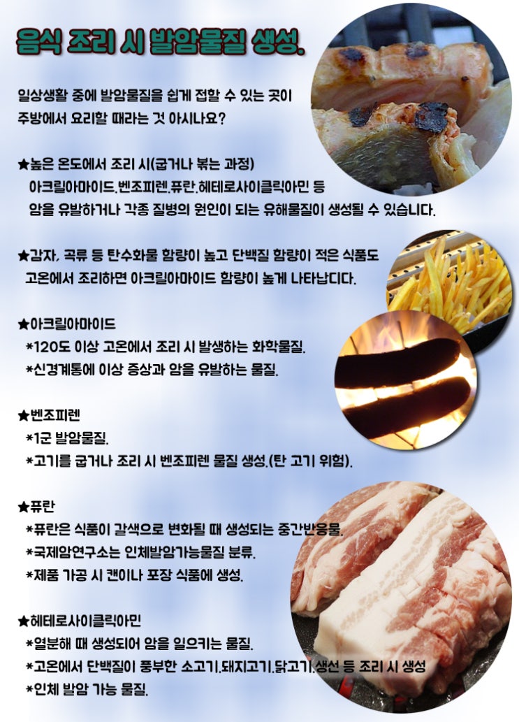 음식 조리 시 발암물질 생성.