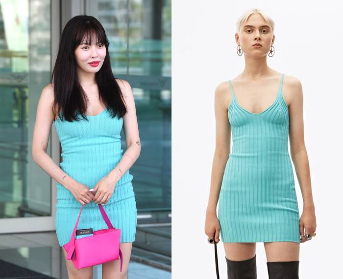  현아 공항패션은 알렉산더왕 민트 원피스 상큼발랄하다규