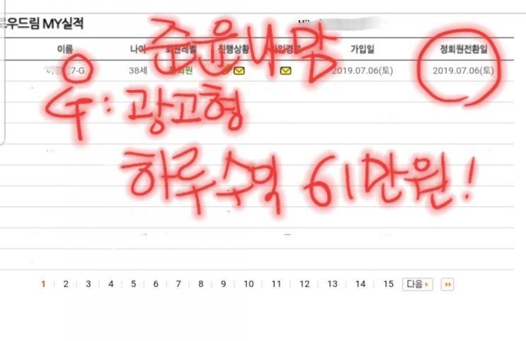 헬로우드림 멘토 준윤나맘, 하루 수익 61만원 감사해요~^^