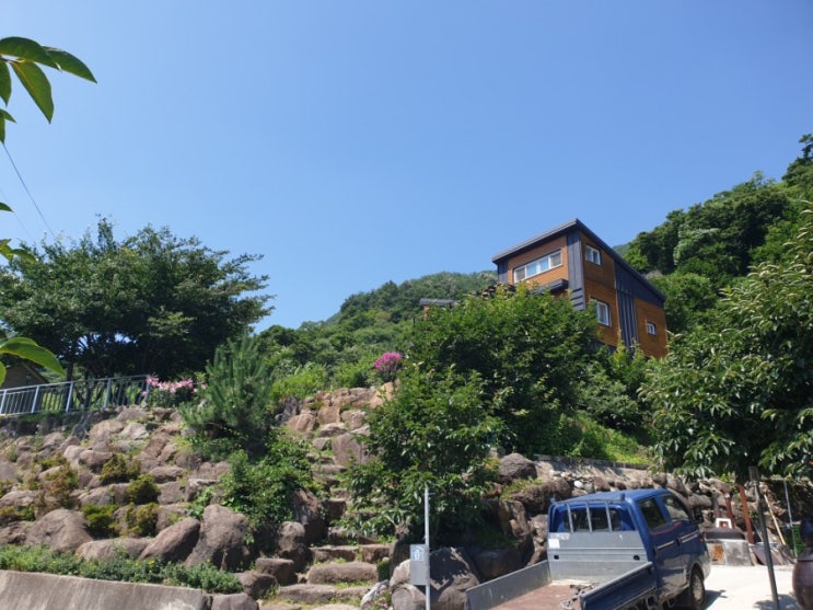 산청 가족펜션 자락애펜션 물놀이 하기 좋은  그늘막 설치했어요!