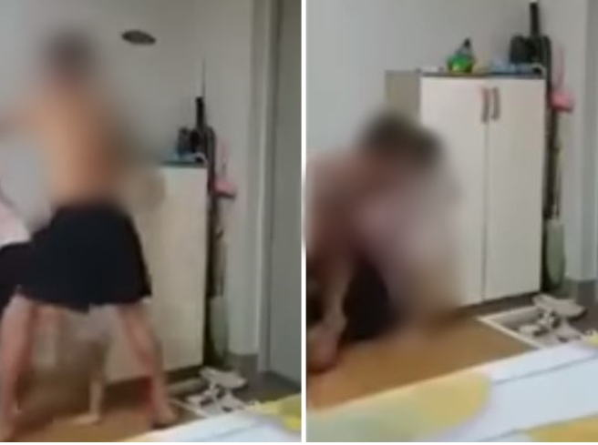  남편에게 무차별"폭행영상"베트남여성폭행 장면