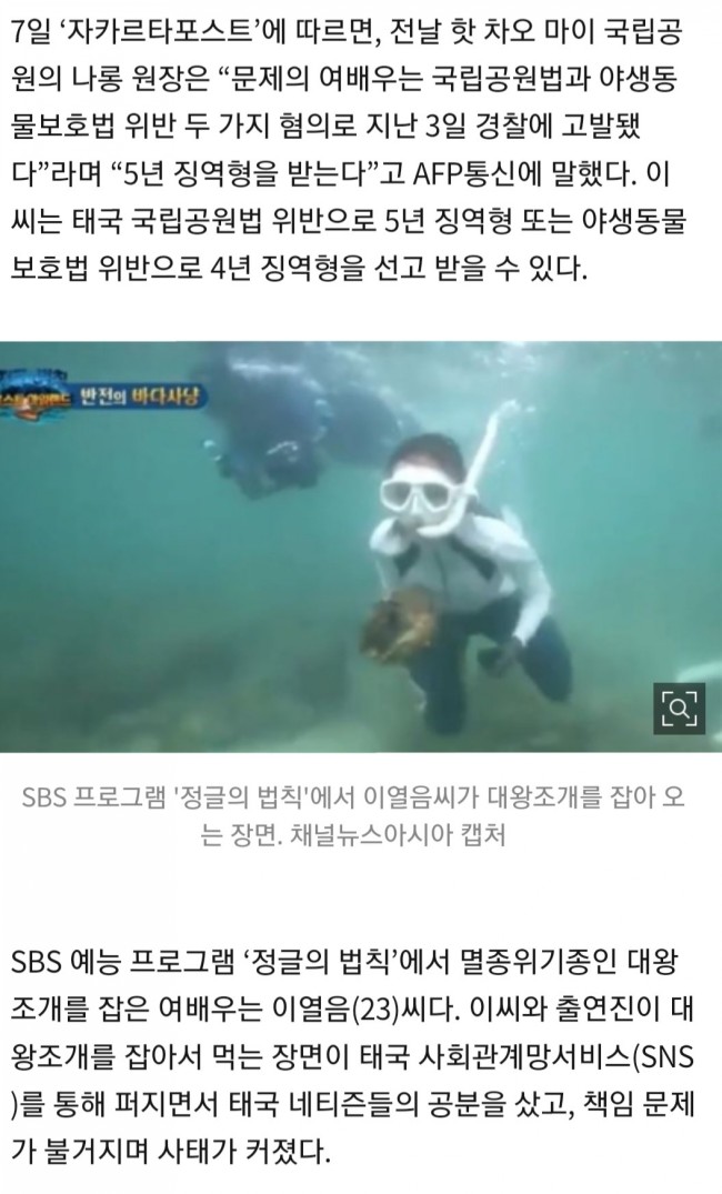 SBS 정글의 법칙, 현지 법 등 상황을 잘 체크한 뒤 제작에 나서라! 여배우 이열음이야 시키는대로 한 것이지.../최석태/ SBS 정글의 법칙, 현지 법 등 상황을 잘 체크한 뒤 제작에 나서라! 여배우 이열음이야 시키는대로 한 것이지.../최석태/
