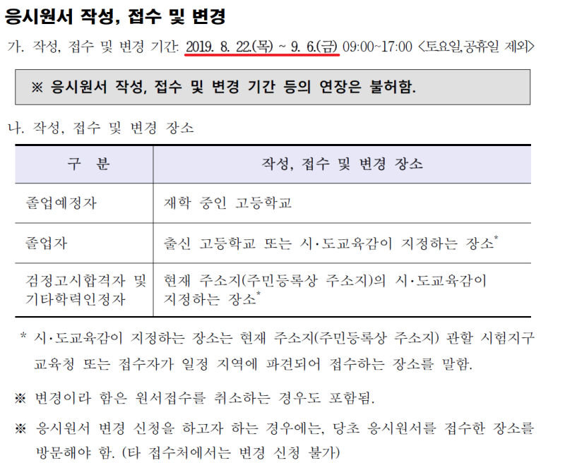 2020 수능 원서접수 기간 장소 제출서류 사진 수수료 변경사항 네이버 블로그