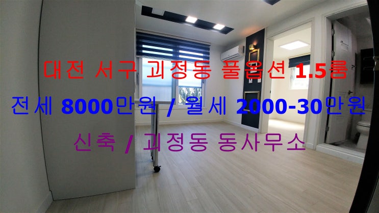  (대전 서구 괴정동) 괴정동 동사무소 가깝게 있는 신축! 구조 이쁘게 나온 풀옵션 1.5룸입니다 ^^