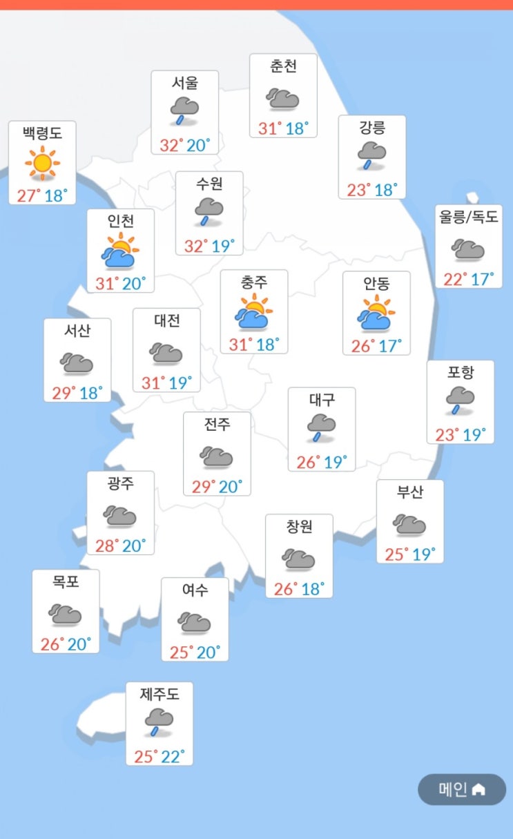  [오늘의 날씨]2019년 7월8일 월요일