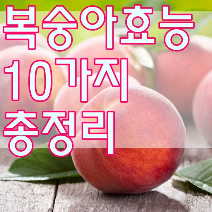  복숭아 효능 10가지나 된다구?