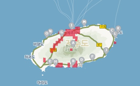  3사 5G 커버리지(제주도 설치율)