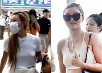  마마무 화사 '노브라' 공항 패션 패션은 그녀의 멋!:)