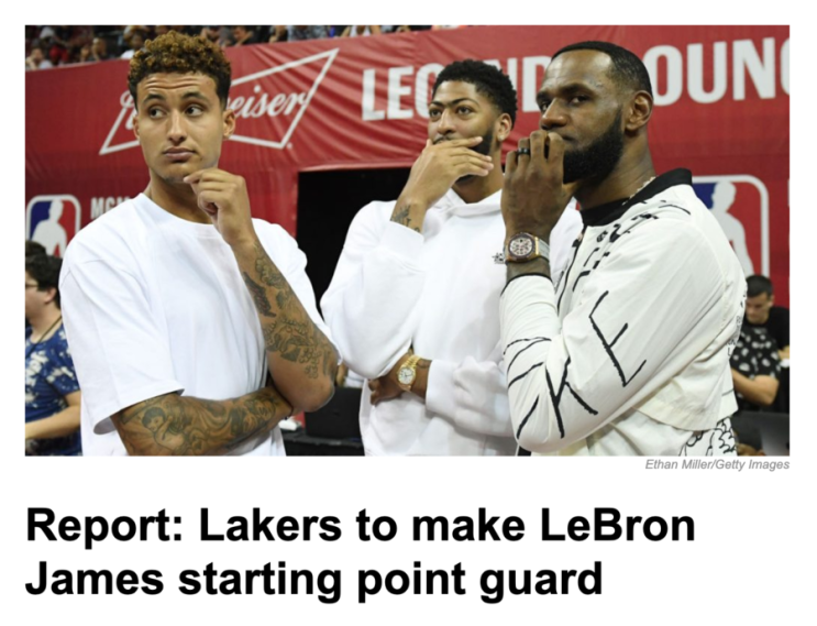  비록 L.A. 레이커스 구단 측에서 NBA 2019-2020 시즌을 준비하기 위한 PG 포지션의 선수들을 라존 론도, 퀸 쿡 그리고 알렉스 카루소의 3명의 선수나 영입할 수 있었지만, 주전 PG 포지션으로 르브론 제임스를 진지하게 검토 중이라는 소식...