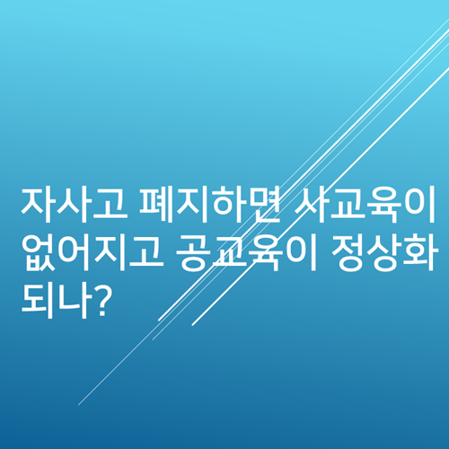  자사고 폐지하면 사교육이 없어지고 공교육이 정상화되나?