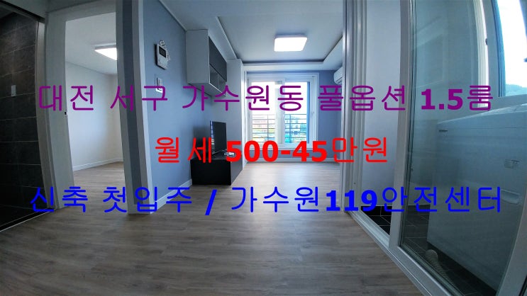  (대전 서구 가수원동) 119안전센터 인근에 있는 신축 첫입주 ! 저렴한 풀옵션 월세 1.5룸입니다 ^^