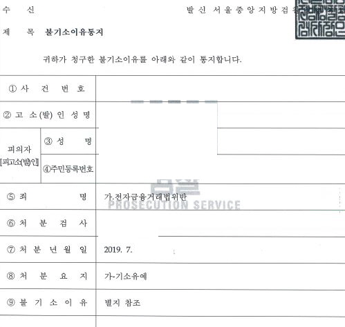  전자금융거래법위반 기소유예 사례