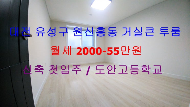  (대전 유성구 원신흥동) 도안고 앞에 있는 신축 첫입주 거실큰 월세 투룸입니다 ^^