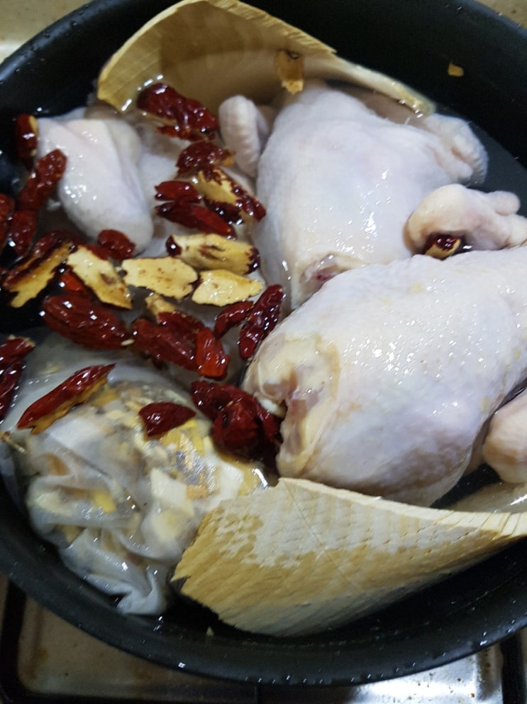  닭백숙과 찰쌉죽 집에서 만들기