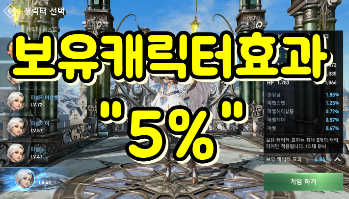 리니지2 레볼루션 보유 캐릭터 전투력 상승효과 5% 받고 시작하자