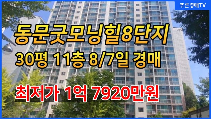  와동동 동문굿모닝힐8단지 30평 11층 (8월 7일 낙찰완료)(파주시아파트경매)
