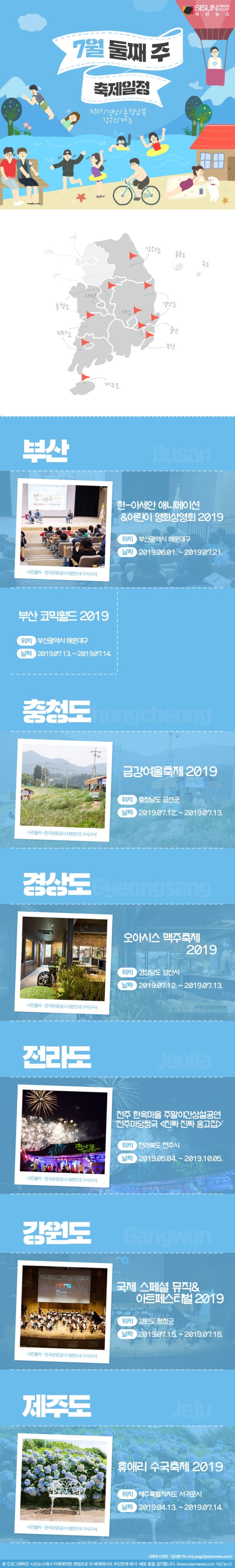  축제를 한 눈에! 7월 둘째 주(07.12.~07.18.) 축제 일정 ‘전라/경상/충청남북 및 강원/제주’ [인포그래픽]