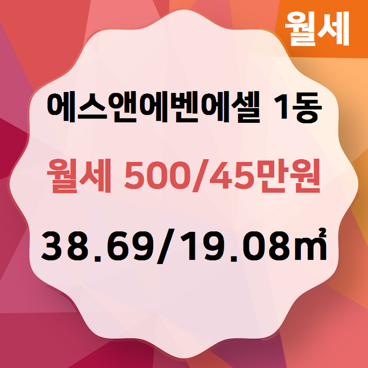  [하남 오피스텔] 신장동 에스앤에벤에셀 1동 월세 500/45만원 38.69/19.08 [에코드림공인중개사 ] 하남시에코타운아파트,하남시아파트전문,하남시주택,상가전문