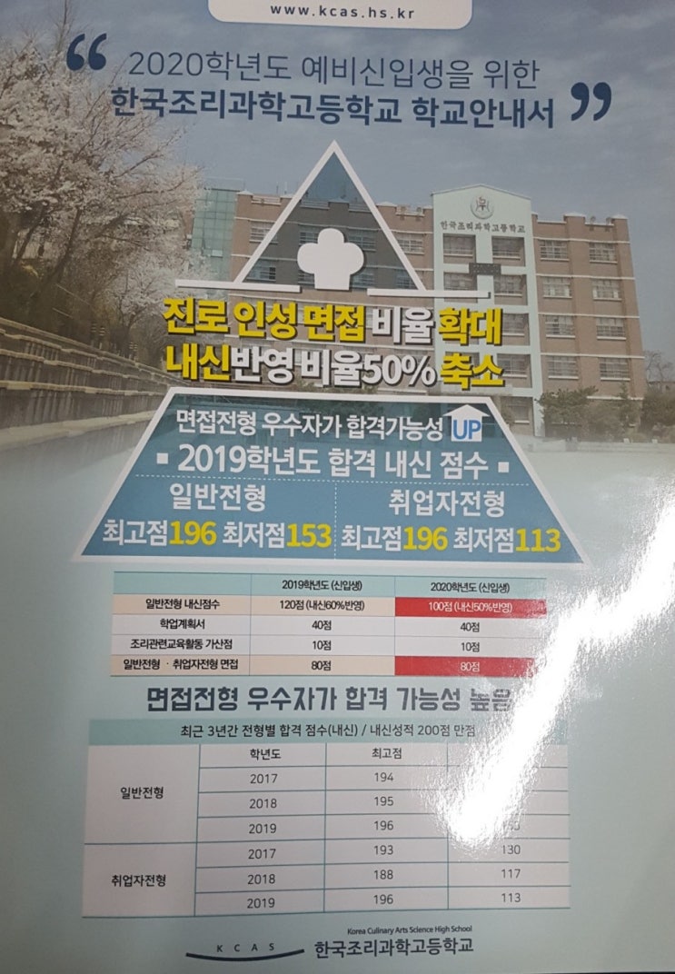  한국조리과학고등학교 학비 기숙사 비용