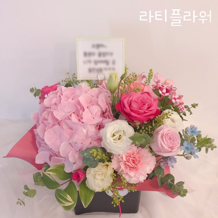 #36 / 경기도인재개발원으로 보내진 연핑크 수국 팡 꽃바구니 [ 경기도인재개발원꽃집, 파장동꽃집, 장안구꽃집, 천천동꽃집, 수원성대꽃집 ]
