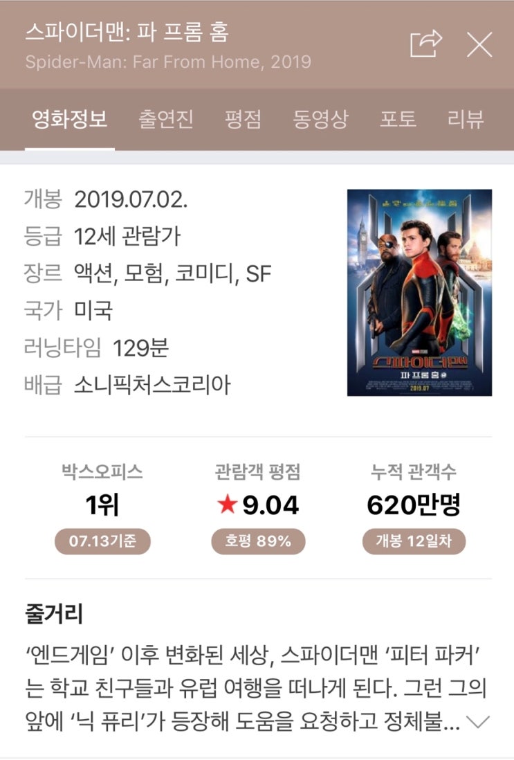  [영화 후기]대한극장 할인 스파이더맨: 파프롬홈 후기(스포X), 쿠키영상 2개! 동국대 할인