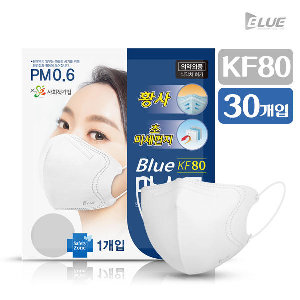  블루인더스 황사 미세먼지 마스크 KF80 대형 황사마스크, 50개입, 1box