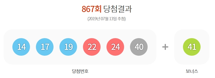  로또867회당첨번호및 당첨지역
