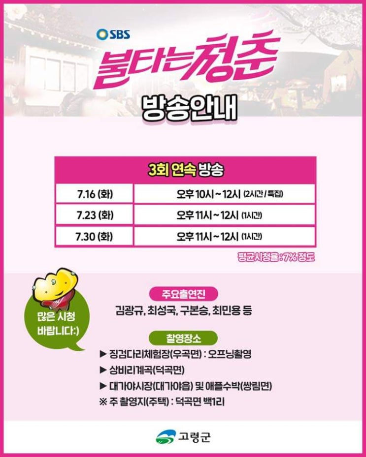  불타는 청춘 SBS 예능 촬영, 대가야 고령군