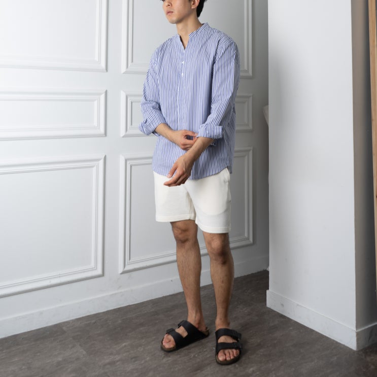  LAINE SYS 쿨가공 오버핏 헨리넥 데일리 남친룩 셔츠