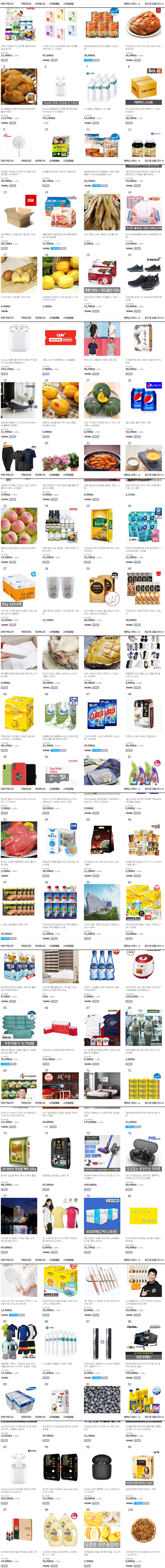 베스트 100 - 2019년 7월 셋째 주 옥션/G마켓/11번가/신세계몰/티몬/위메프 #리얼야구존 부산대점....