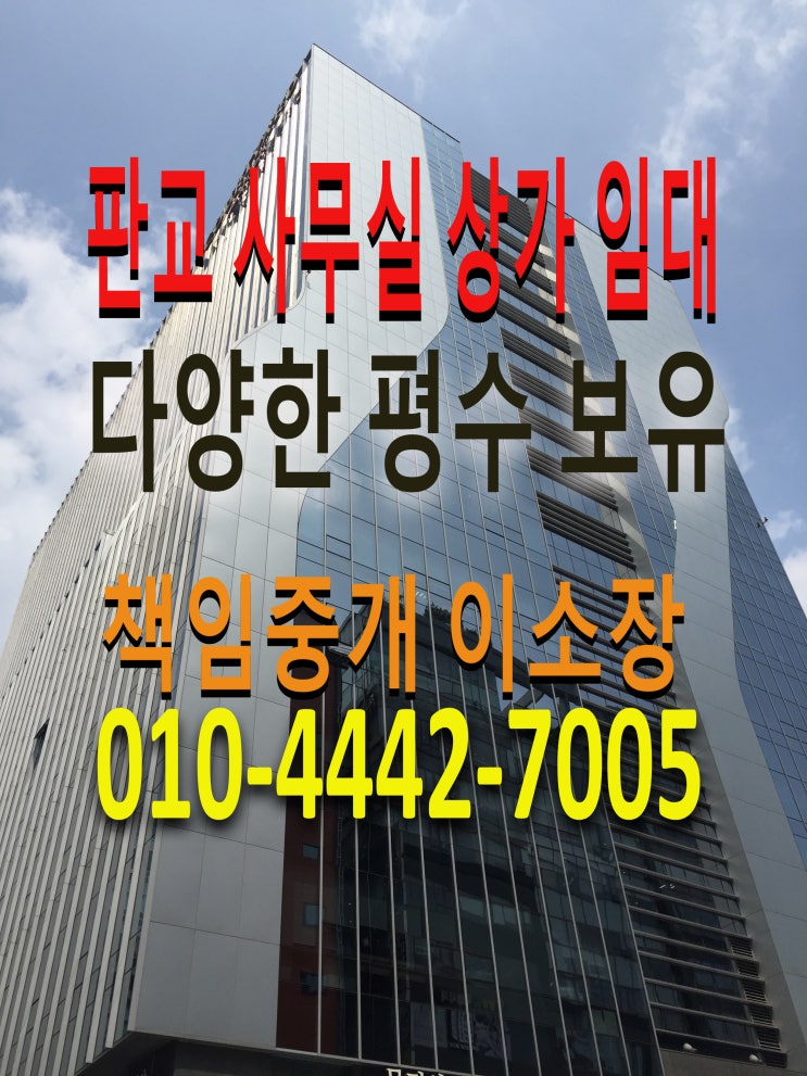  판교사무실임대 다양한 평수 중개 합니다.
