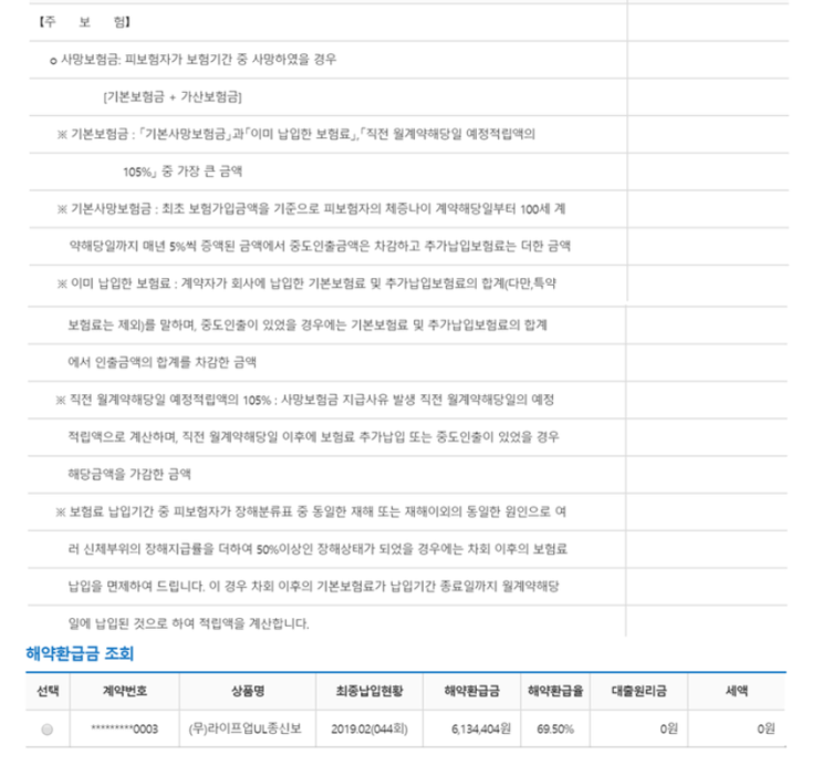  흥국생명 라이프업 UL 종신보험 해지고민 때문에 문의드립니다