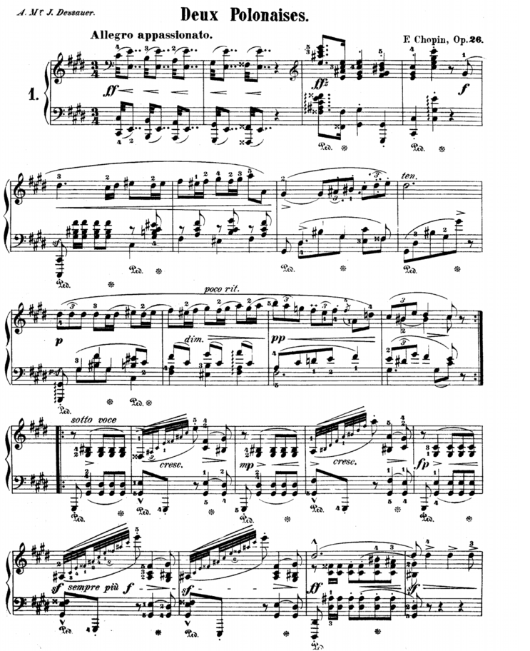 쇼팽 폴로네이즈 1번 Polonaise Op.26 No.1악보