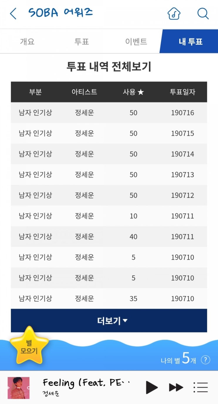  [정세운] 2019 소리바다 어워즈 인기상 투표