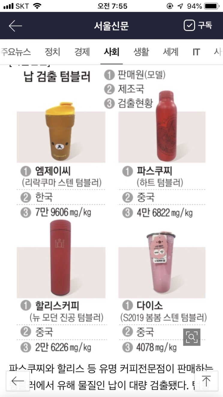  콩샌 텀블러 공지 안내드립니다.