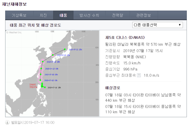  태풍 다나스 장맛비가 많이 쏟아질것 같네요.